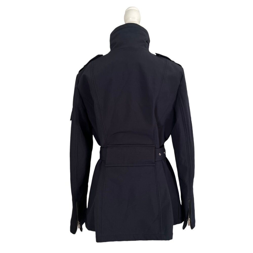 Michael Kors Navy Urban Minimalist Belted Neoprene Modern Classic Long Line Coat - Picture 5 of 9